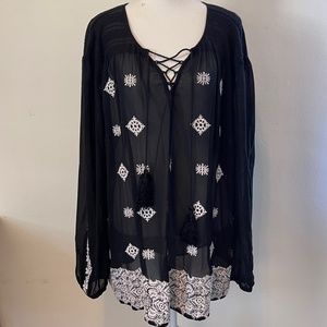Michael Kors Bohemian Chic Sheer Plus Size Top ~ 2X ~NWOT